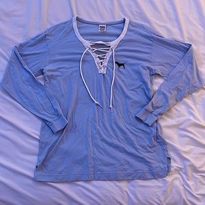 Light blue “PINK” Long sleeved shirt.